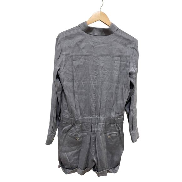 Vince Linen Blend Long Sleeve Romper Size 6 New with Tags - Picture 6 of 8